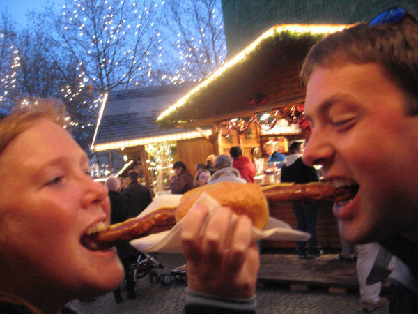 Mike and Kel with Bratwurst