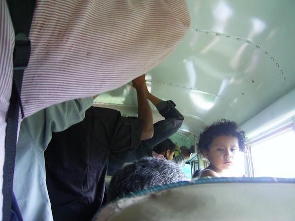 the crowded bus to Ayote