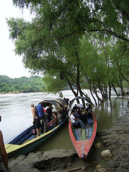 Sketchy boat-ride across the boareder from Guatemala into Chiapas, Mexico