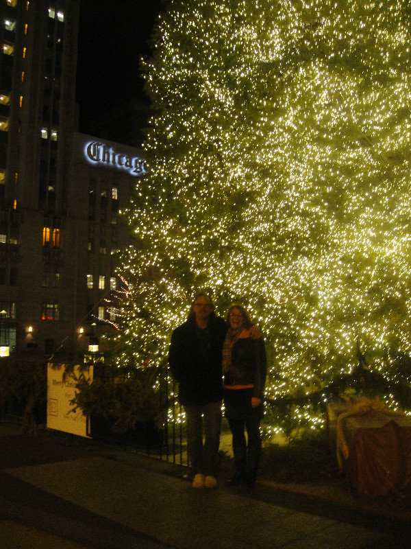 Christmas lights downtown Chicago