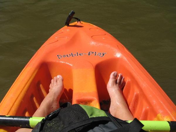Lila's Feet in the Kayak