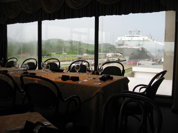 View of a Boat in the Canal Locks from the Visitor Center Restaurant Window