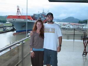 Joe and Lila at the Miraflores Locks of the Panama Canal