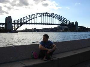 Dan posing with Sydney harbour bridge