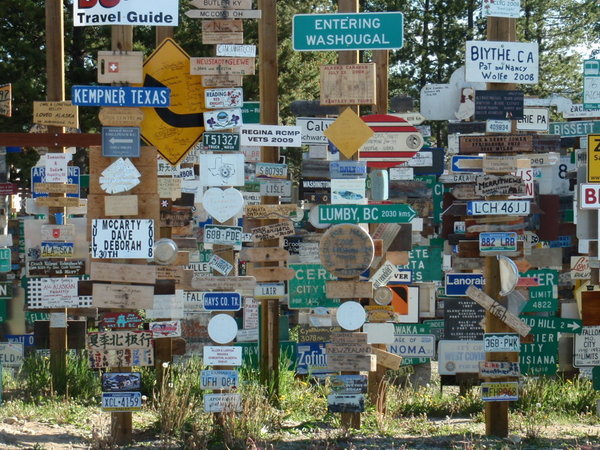 which way do i go?  the sign forest in watson lake, yukon territory