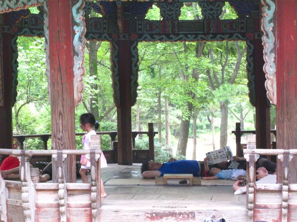 People Sleeping in Pagoda