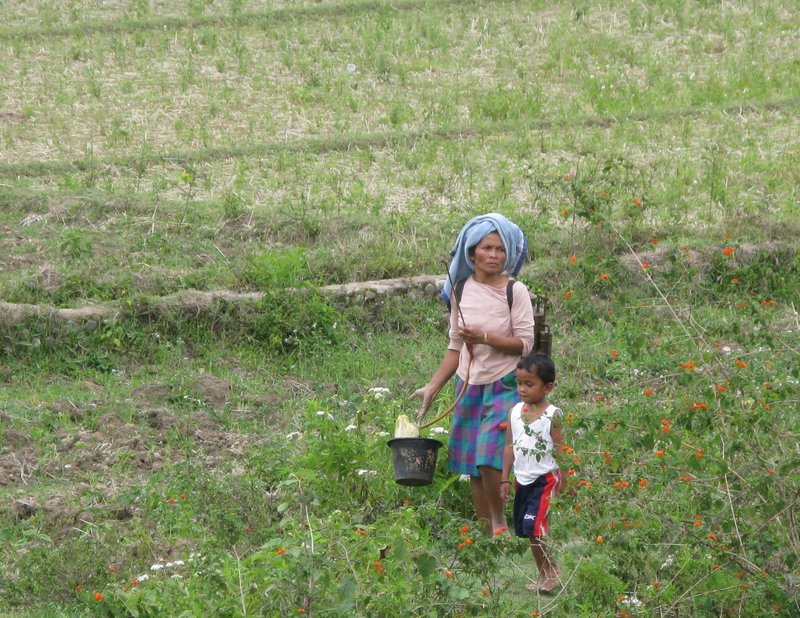 Mother & Child Working Fields