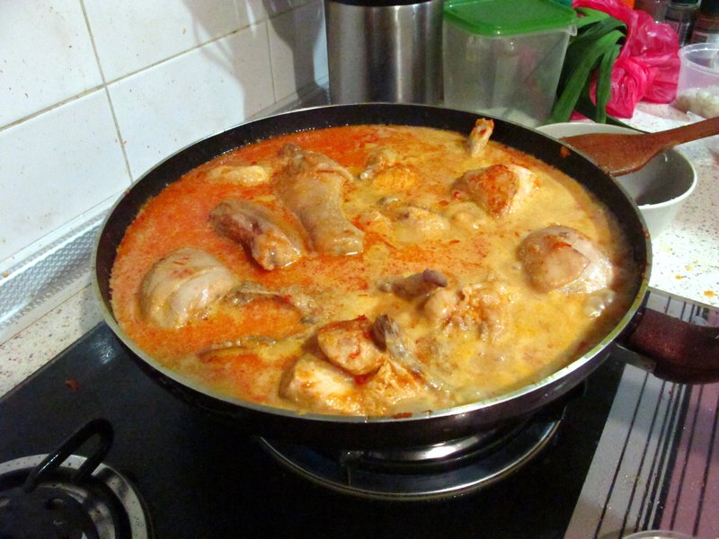 Chicken Rendang After Pouring in the 2nd Batch of Coconut Milk