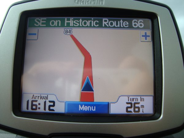 SatNav telling us we are on Route 66