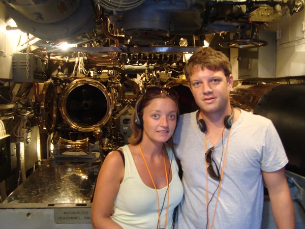 Inside the submarine Bowfin