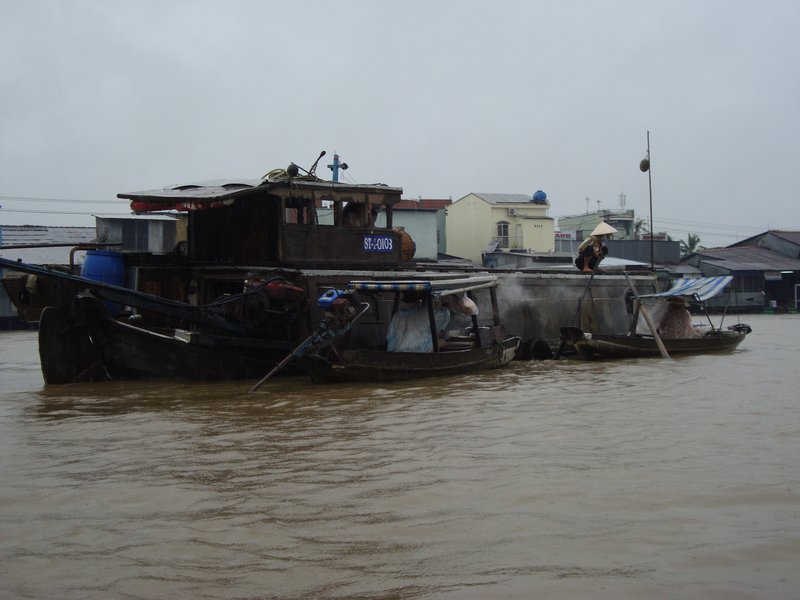Boat on the Mekong near the market