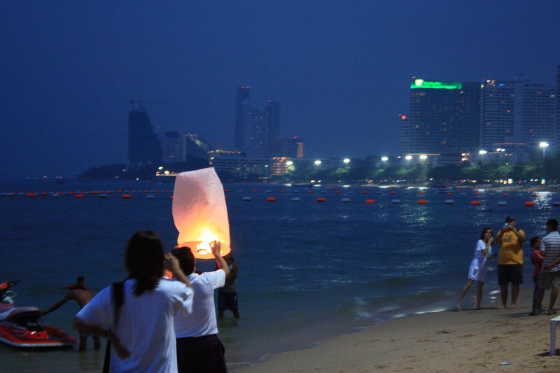 Lanterns with Pattaya city in the background