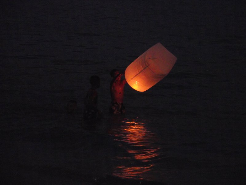 Children setting their lantern off