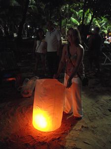 Rachel setting her lantern off