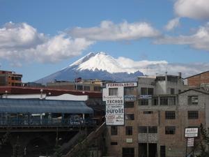 the cotopaxi seen from a village the day before our climb