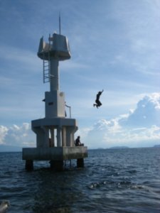 Nick jumping off 'Lighthouse"