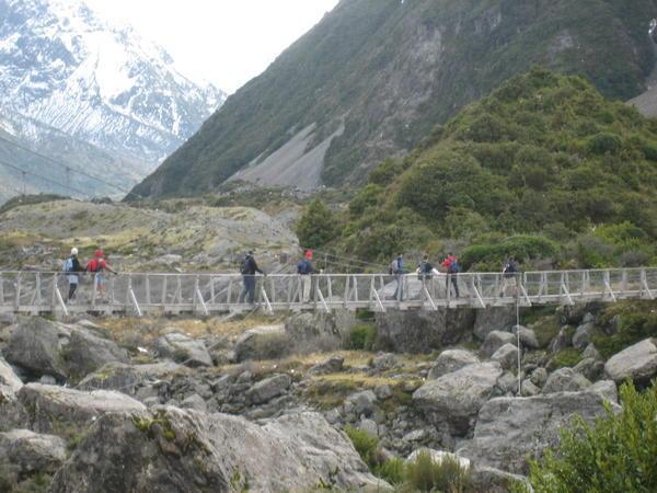 one of two bouncy bridges at mt.cook