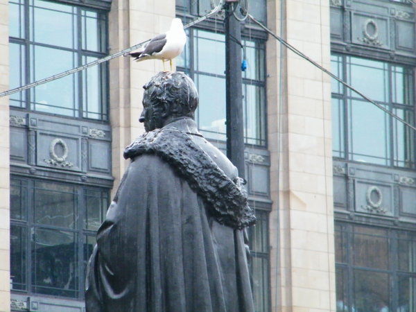 Statue with bird