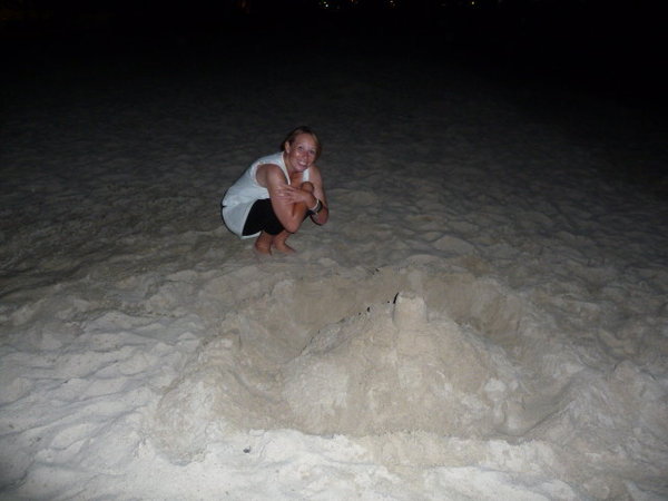 Sally drunk enough to make a sand castle