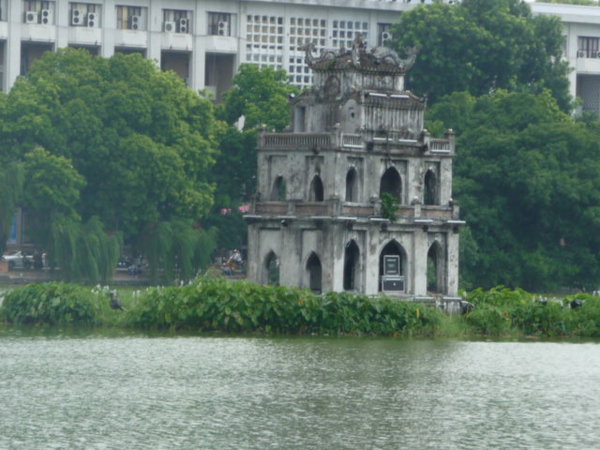 Pagoda in middle of Hanoi Lake