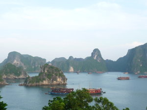 Half way up the stairs to the look out point over Ha Long
