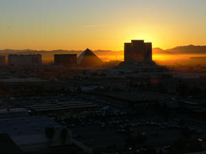 Sunrise over the Las Vegas Strip from our hotel room