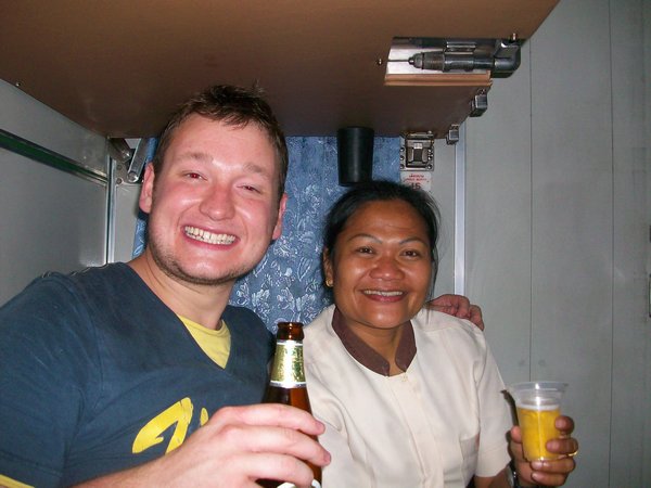 Steve & Yin on the train to Chiang Mai