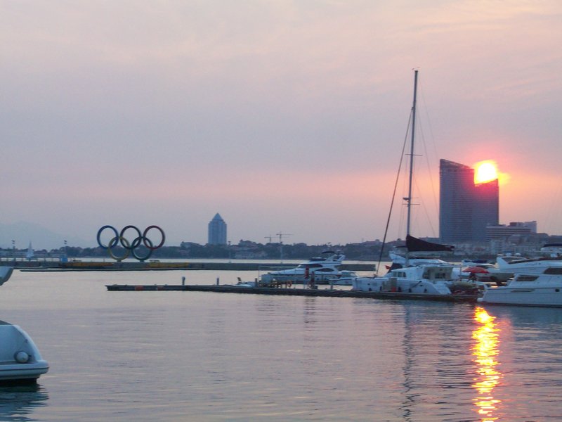 Sunset over Qingdao harbour