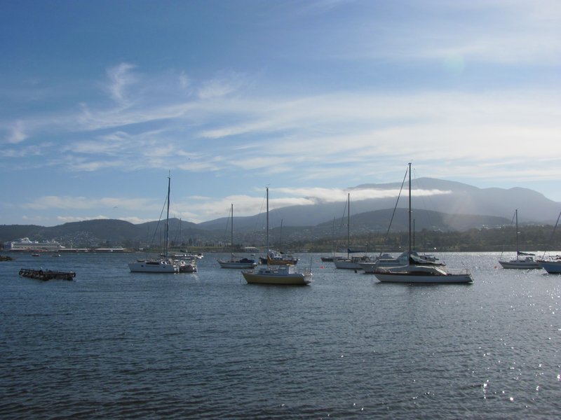 Hobart with Mt Wellington in background