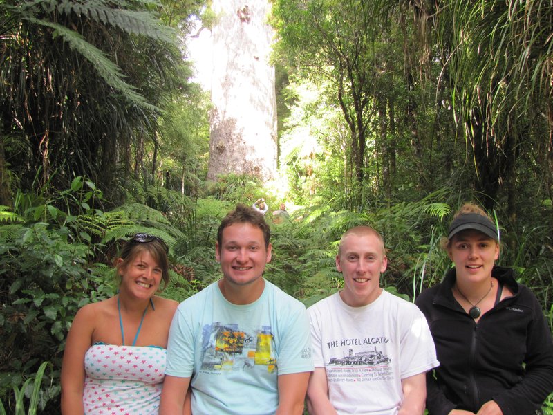 Ed, Ellie (Kent) and us in front of Tane Mahuta.