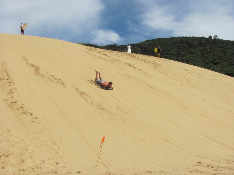Steve taking on the dunes at full speed in Hokianga