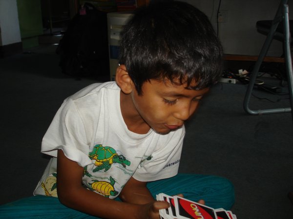 Santosh playing Uno