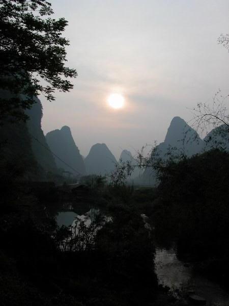 Hazy Yangshuo sunset