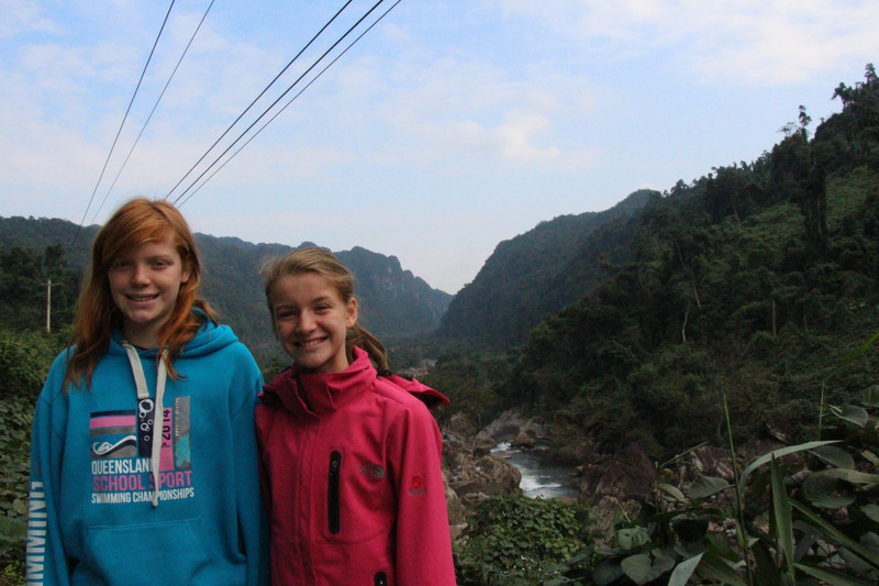 Dani and Zav overlooking the river on the way to the caves