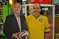 Photo with cardboard cutout of Brazil&#039;s coach Felipao