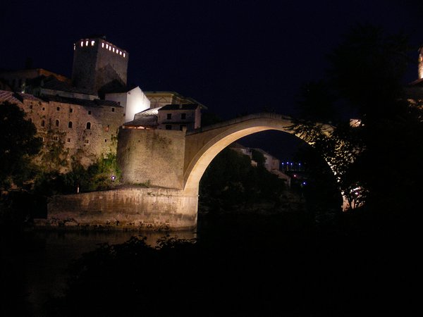 Mostar Old Bridge by night