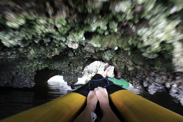 Canoeing through caves