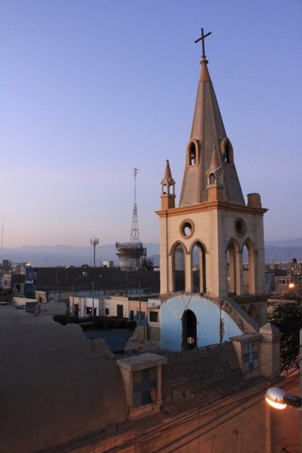 Earthquake church outside of hostel