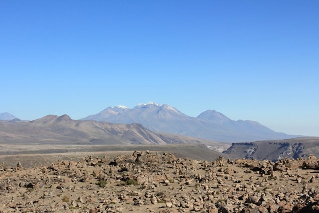 Volcanoes in the distance at 4160 m.a.s.l.