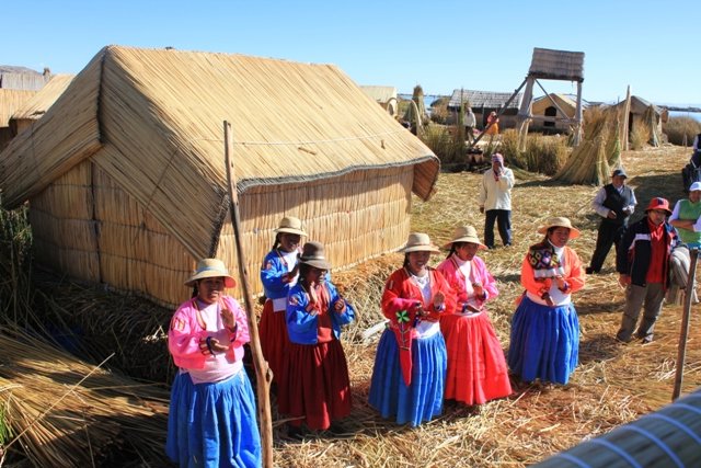 Uros people, performing creepy song and dance routine