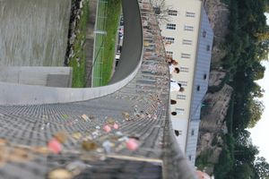 Cool bridge filled with locks in Salzburg