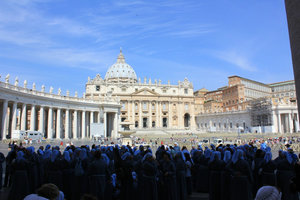 Nuns gathering outside in St. Peter's square
