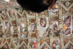 Binnson's head blocking my sneek shot inside the Sistine Chapel