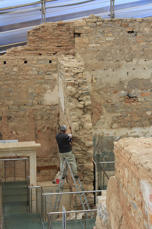 The terrace houses are still under active excavation