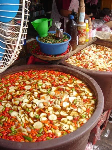 vegetable marinating in the mercado