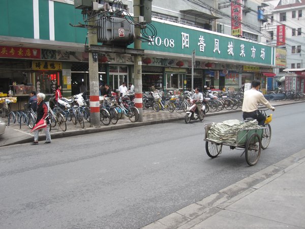 A bike lot outside of the market