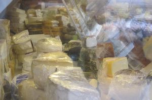cheese shop in an open market