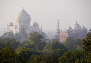 View of the Taj Mahal from rooftop of our hotel