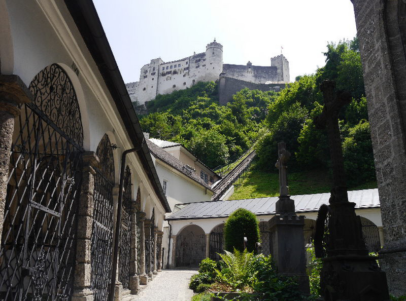 Castle from the catacombs below and showing the funicular