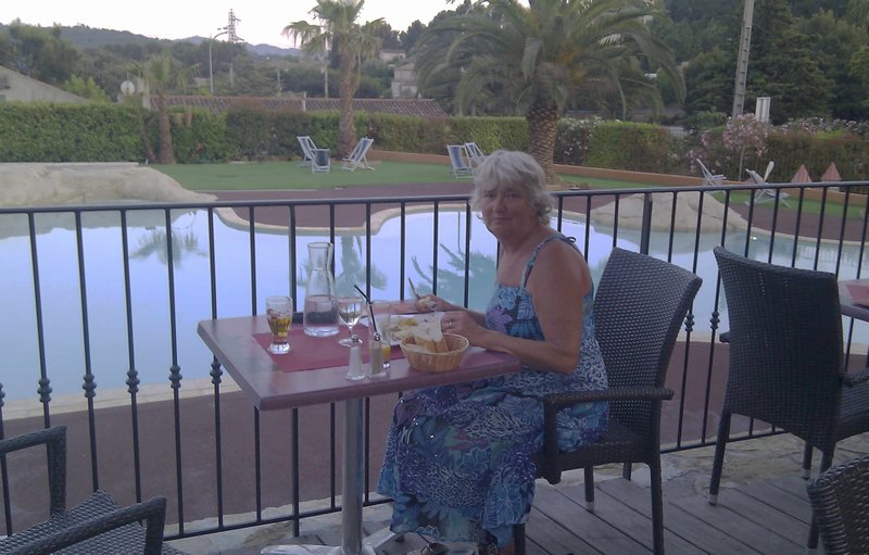 Dinner at the very nice campsite restaurant overlooking the super pool